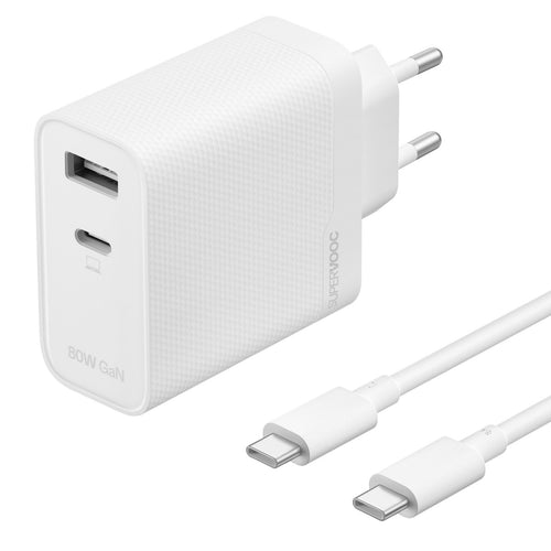 OPPO 80W SUPERVOOC Dual-Port GaN Charger | USB-C Cable Included